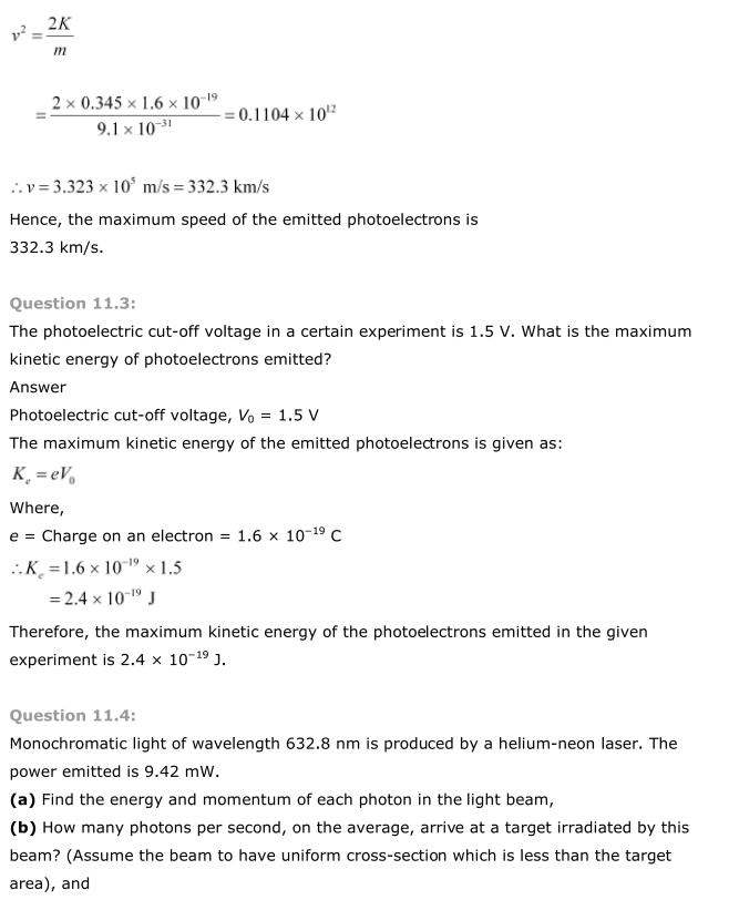 NCERT Solutions For Class 12 Physics Chapter 11 Dual Nature of Radiation and Matter 3