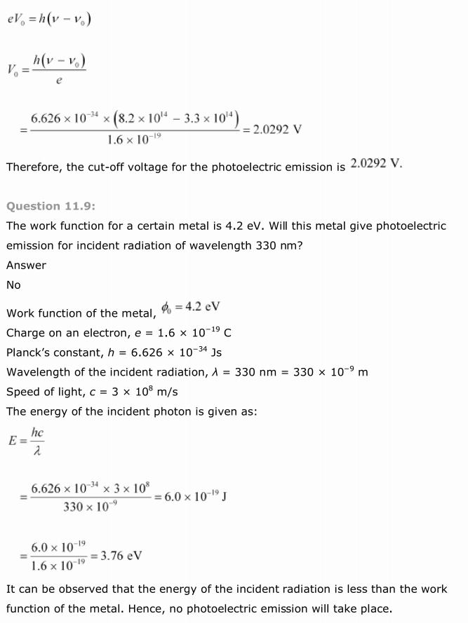 NCERT Solutions For Class 12 Physics Chapter 11 Dual Nature of Radiation and Matter 8