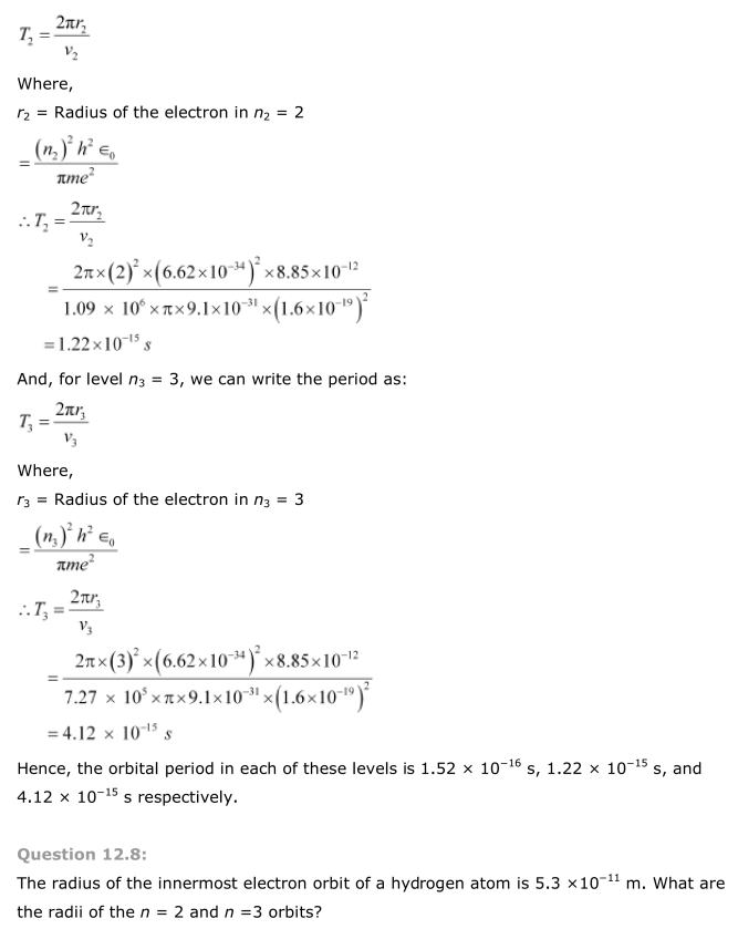 NCERT Solutions For Class 12 Physics Chapter 12 Atoms 7