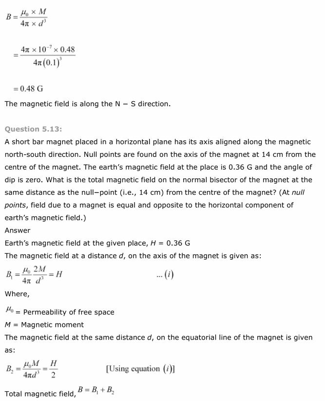NCERT Solutions For Class 12 Physics Chapter 5 Magnetism and Matter 11