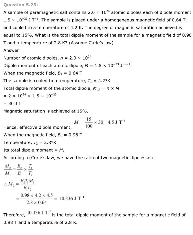 NCERT Solutions For Class 12 Physics Chapter 5 Magnetism and Matter 23