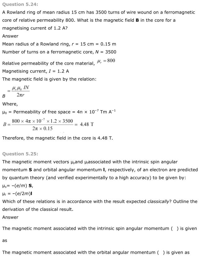 NCERT Solutions For Class 12 Physics Chapter 5 Magnetism and Matter 24