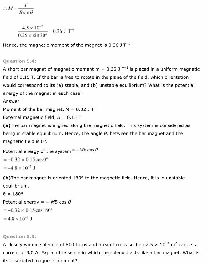 NCERT Solutions For Class 12 Physics Chapter 5 Magnetism and Matter 4