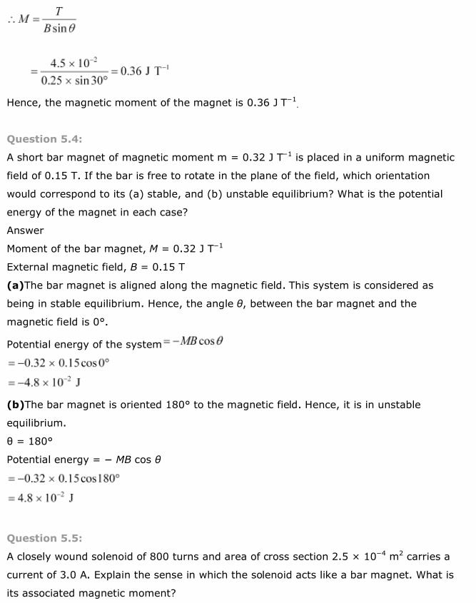 NCERT Solutions For Class 12 Physics Chapter 5 Magnetism and Matter 4