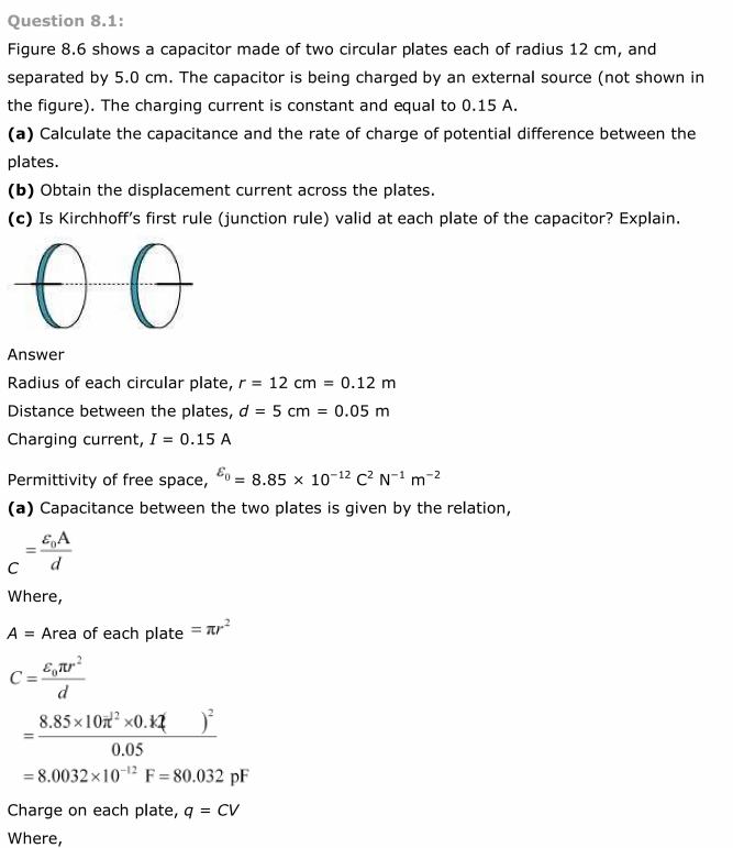 NCERT Solutions For Class 12 Physics Chapter 8 Electromagnetic Waves 1