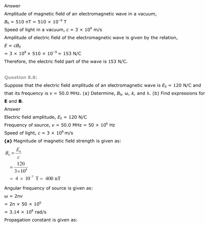 NCERT Solutions For Class 12 Physics Chapter 8 Electromagnetic Waves 6