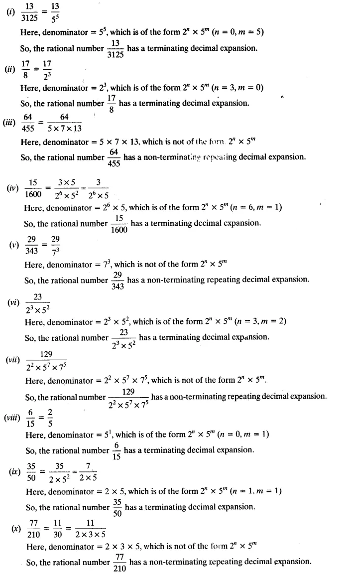 NCERT Solutions for Class 10 Maths Chapter 1 Real Numbers Ex 1.4 Q1