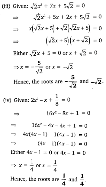 NCERT Solutions for Class 10 Maths Chapter 4 Quadratic Equations Exercise 4.2 Q1.1