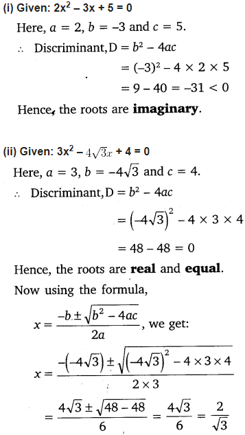 NCERT Solutions for Class 10 Maths Chapter 4 Quadratic Equations Exercise 4.4 Free PDF Download Q1