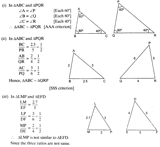 NCERT Solutions for Class 10 Maths Chapter 6 pdf Triangles Ex 6.3 Q1