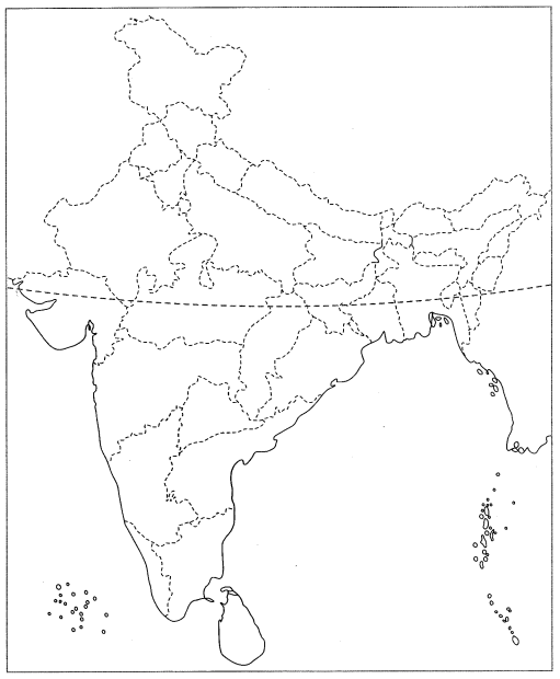 Class 9 Geography Map Work Chapter 1 India-Size and Location 1.1
