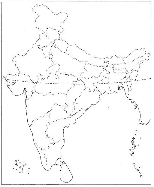 Class 9 Geography Map Work Chapter 1 India-Size and Location 2.1