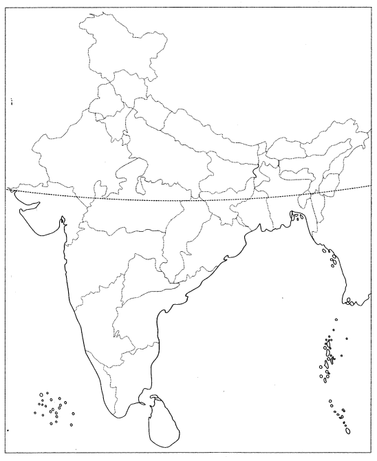 Class 9 Geography Map Work Chapter 1 India-Size and Location 3.1