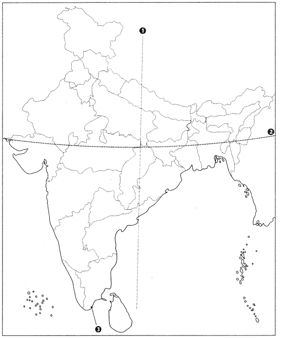 Class 9 Geography Map Work Chapter 1 India-Size and Location 4.1