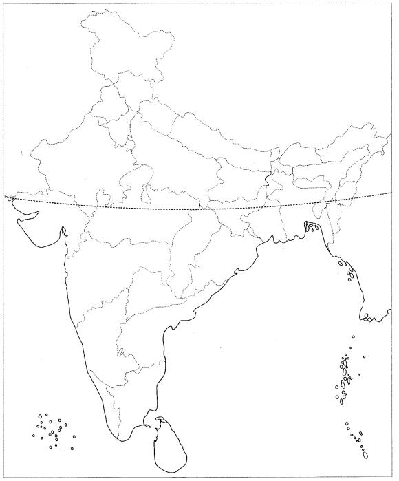 Class 9 Geography Map Work Chapter 1 India-Size and Location 5.1