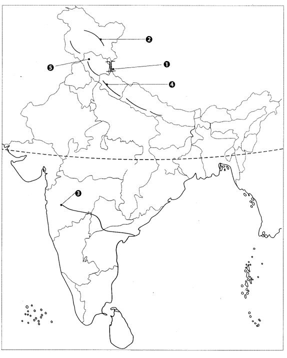 Class 9 Geography Map Work Chapter 1 India-Size and Location 6.1