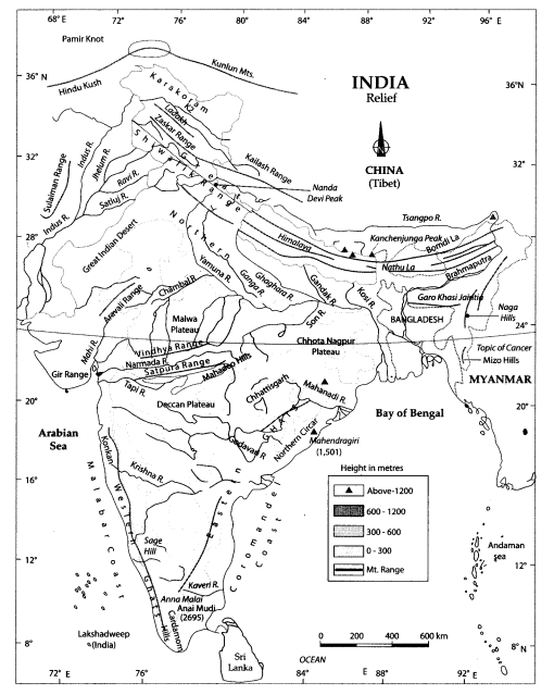 Class 9 Geography Map Work Chapter 2 Physical Features of India 0