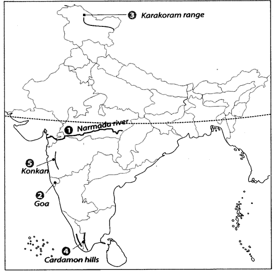Class 9 Geography Map Work Chapter 2 Physical Features of India a4.1