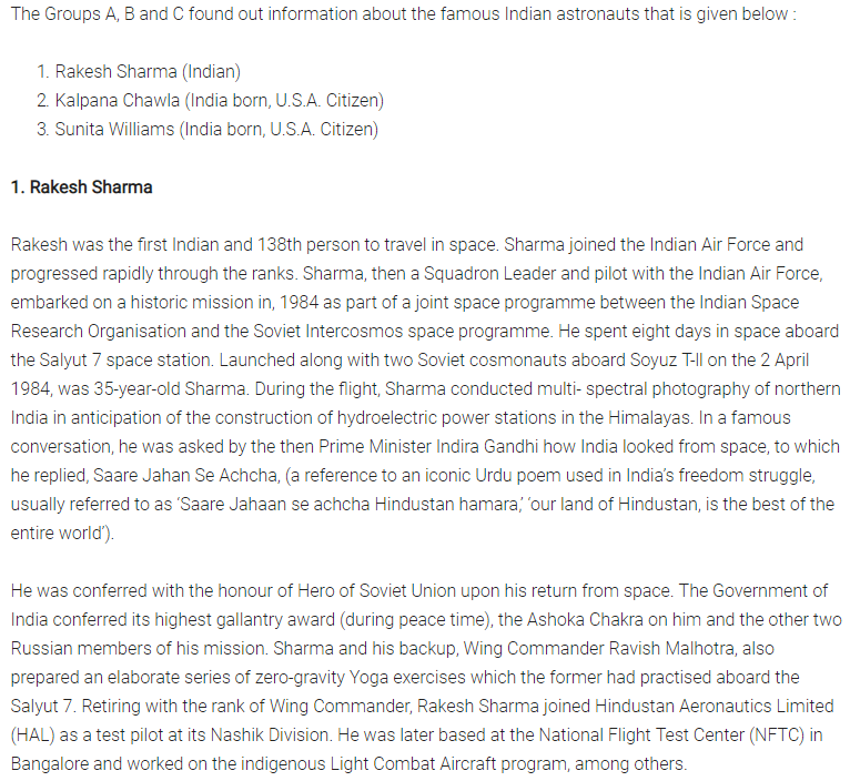 NCERT Solutions for Class 10 English Main Course Book Unit 3 Science Chapter 3 Space Travel Q5