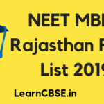 NEET MBBS Rajasthan Rank List 2019