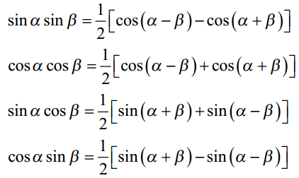 Product to Sum Trigonometry Formulas