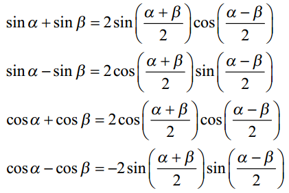Sum to Product Trigonometry Formulas