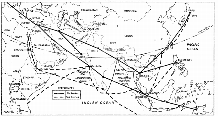 Class 11 Geography NCERT Solutions Chapter 1 India Location Map Skills Q2