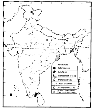 Class 11 Geography NCERT Solutions Chapter 2 Structure and Physiography Map Skills Q1