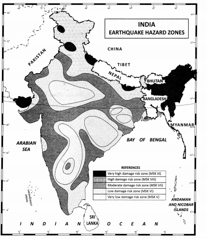 Class 11 Geography NCERT Solutions Chapter 7 Natural Hazards and Disasters Map Skills Q3