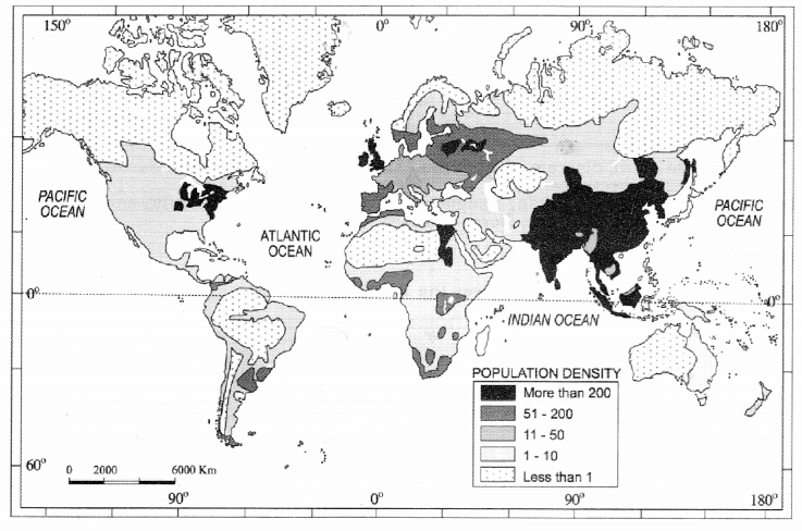 Class 12 Geography NCERT Solutions Chapter 2 The World Population (Distribution, Density and Growth) Map Based Questions Q2