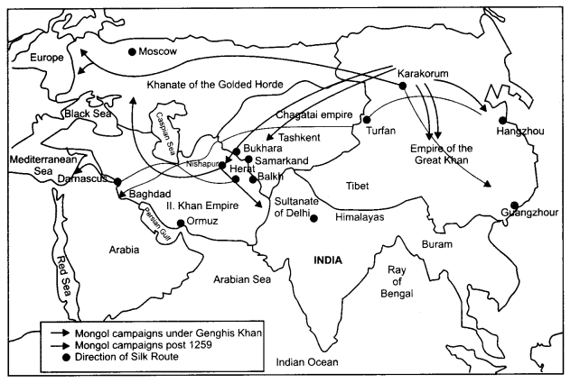 NCERT Solutions for Class 11 History Chapter 5 खानाबदोश साम्राज्य मानचित्र कौशल Q2