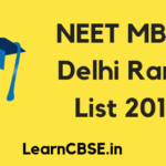 NEET MBBS Delhi Rank List 2019