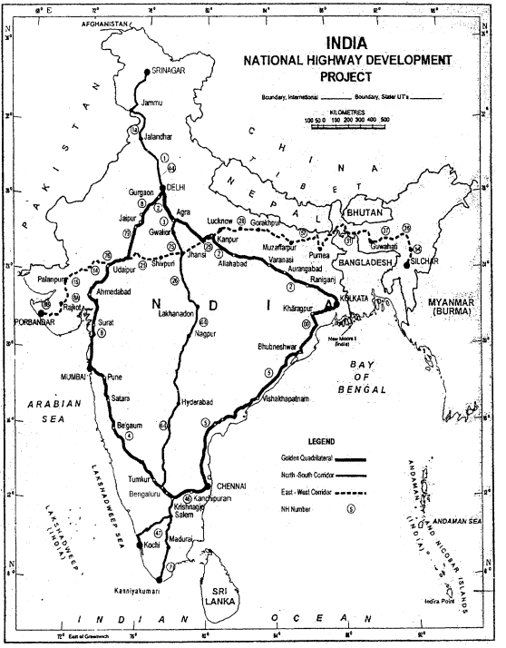 Class 12 Geography NCERT Solutions Chapter 10 Transport And Communication Map Based Questions Q1