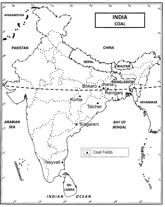 Class 12 Geography NCERT Solutions Chapter 7 Mineral and Energy Resources Map Based Questions Q3