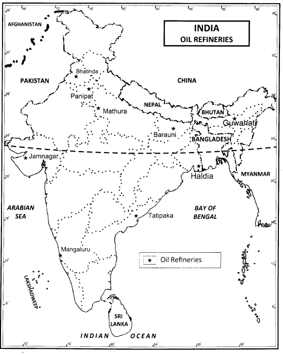 Class 12 Geography NCERT Solutions Chapter 7 Mineral and Energy Resources Map Based Questions Q4