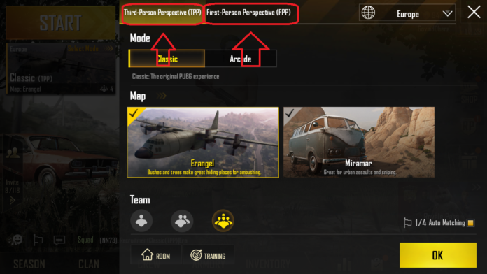 How to Select TPP third-person view or FPP first person view Mode in PUBG Mobile 10
