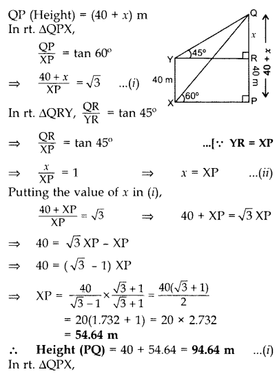 Important Questions for Class 10 Maths Chapter 9 Some Applications of Trigonometry 62