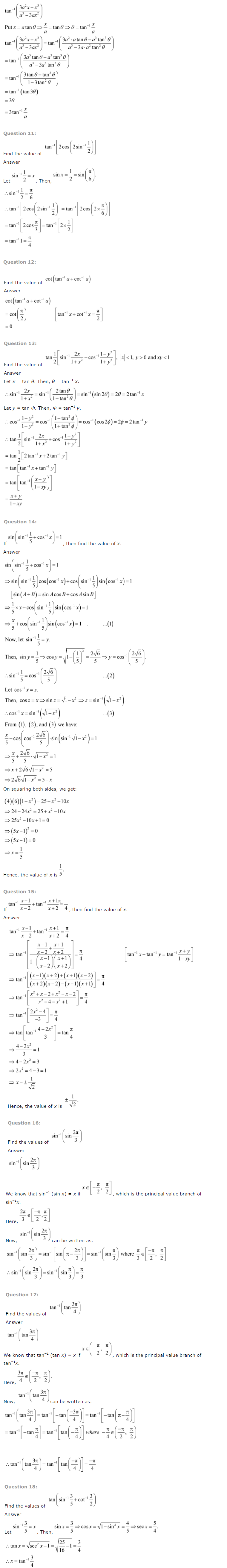 NCERT Solutions For Class 12 Maths Chapter 2 Inverse Trigonometric Functions 3
