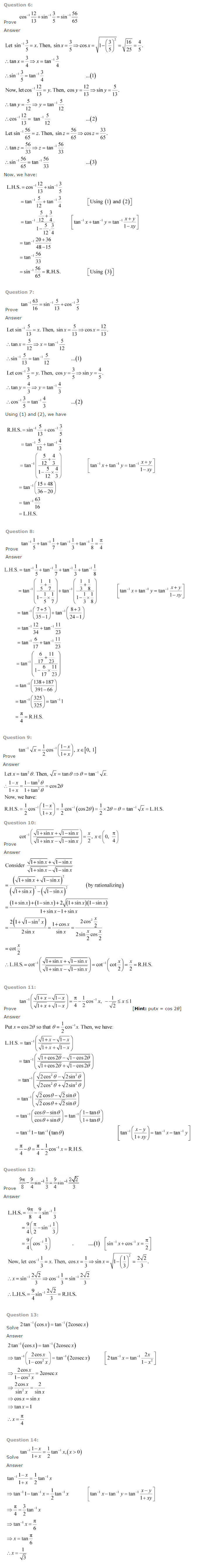 NCERT Solutions For Class 12 Maths Chapter 2 Inverse Trigonometric Functions 5