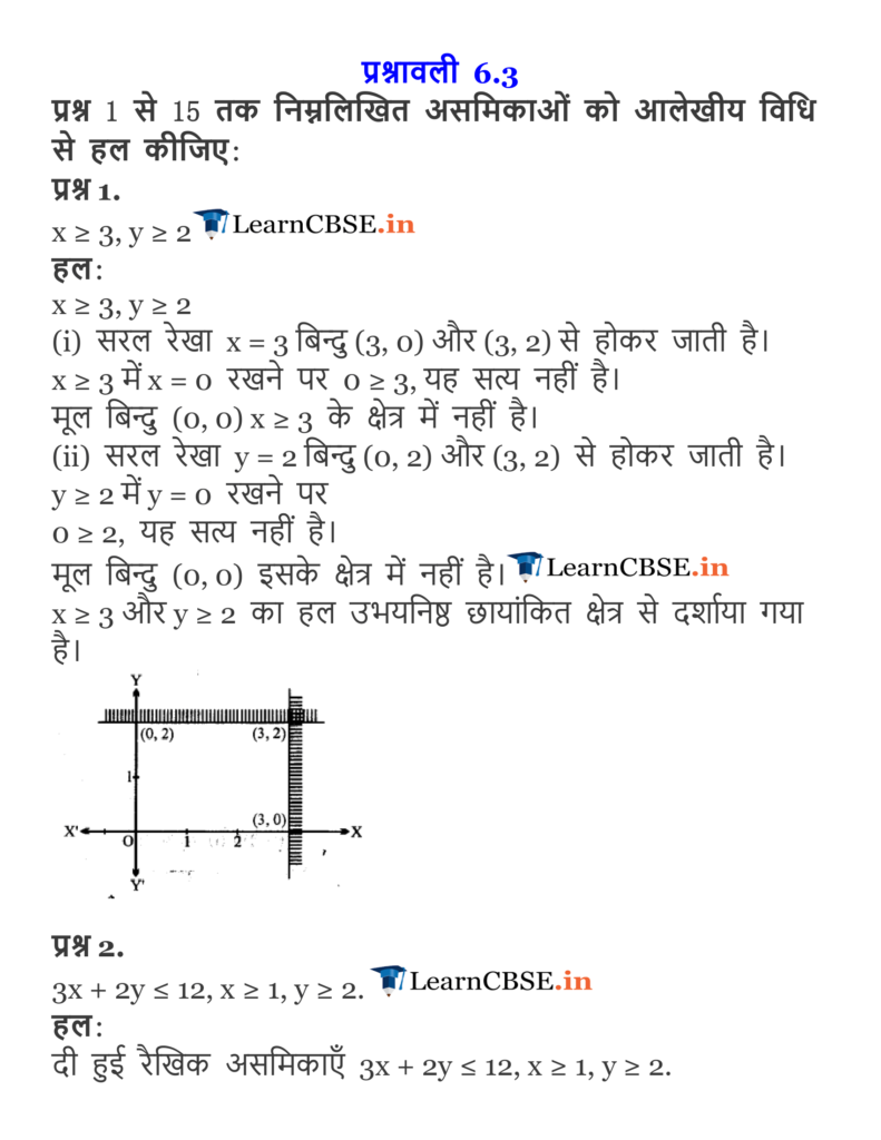 Class 11 Maths Chapter 6 Exercise 6.3 Linear Inequalities solutions in Hindi