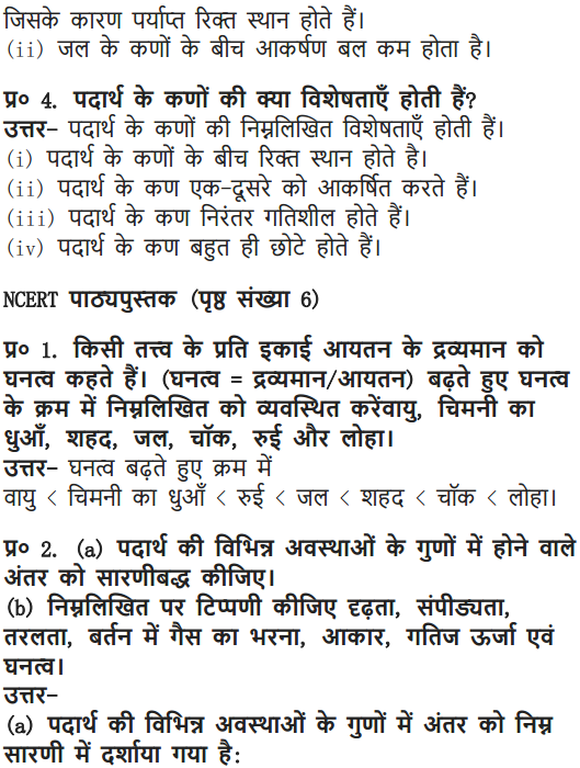 NCERT Solutions for Class 9 Science Chapter 1 Matter in Our Surroundings Hindi Medium 2