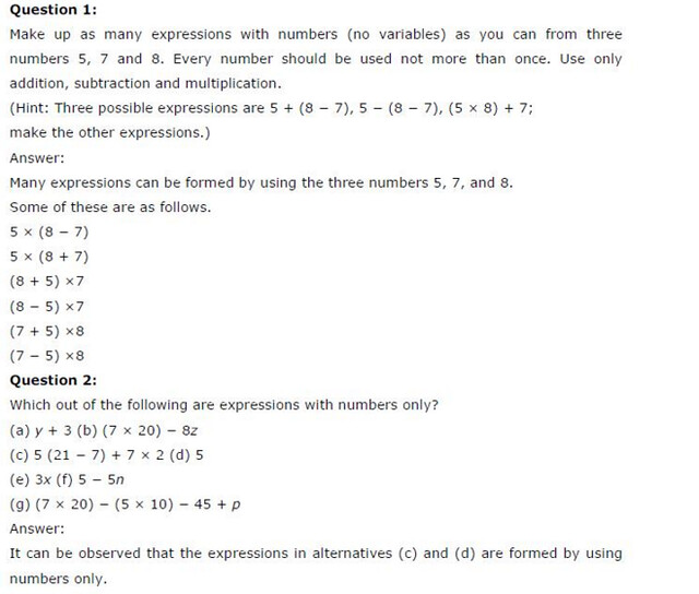 NCERT Solutions For Class 6 Maths Algebra Exercise 11.3 Q1