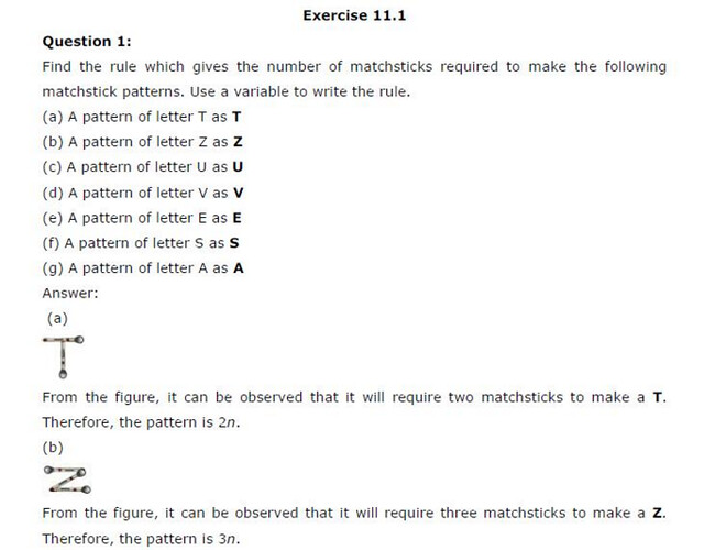NCERT Solutions For Class 6 Maths Chapter 11 Algebra Ex 11.1 Q1