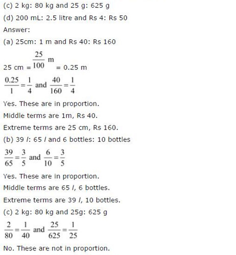 NCERT Solutions For Class 6 Maths Ratios and Proportions Exercise 12.2 Q6