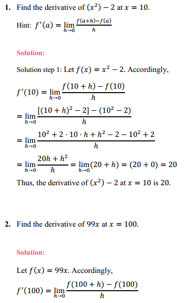 NCERT Solutions for Class 11 Maths Chapter 13 Limits and Derivatives Exercise 13.2 1