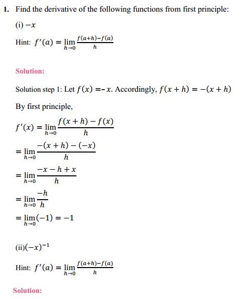 NCERT Solutions for Class 11 Maths Chapter 13 Limits and Derivatives Miscellaneous Exercise 1