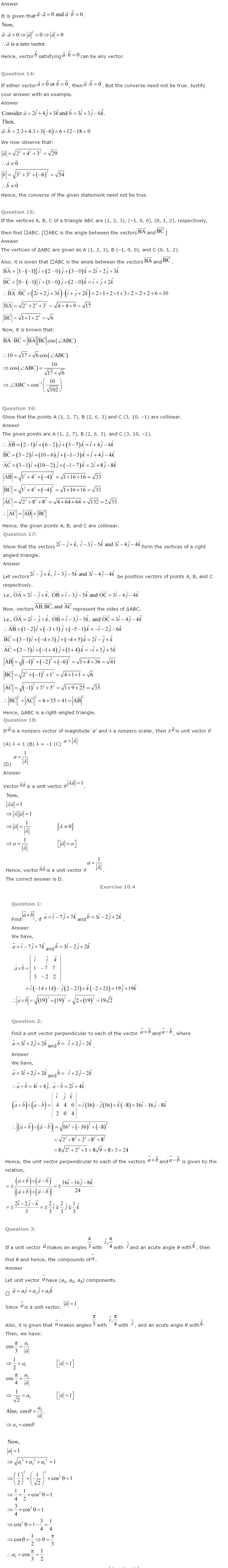 NCERT Solutions for Class 12 Maths Chapter 10 Vector Algebra 4