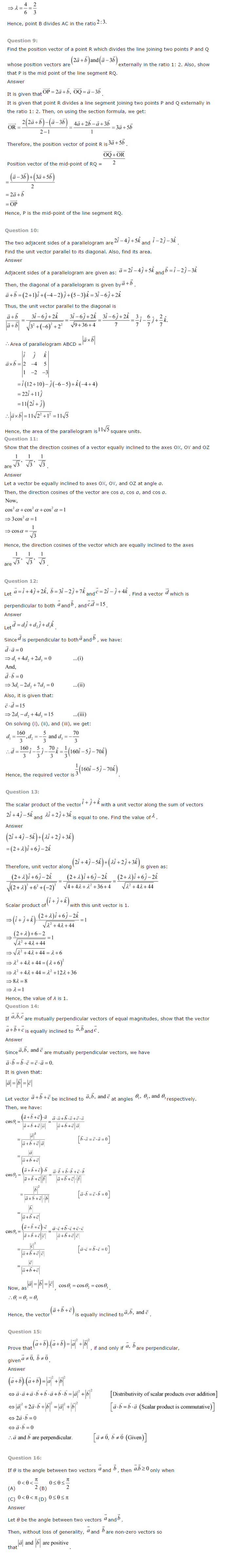 NCERT Solutions for Class 12 Maths Chapter 10 Vector Algebra 7