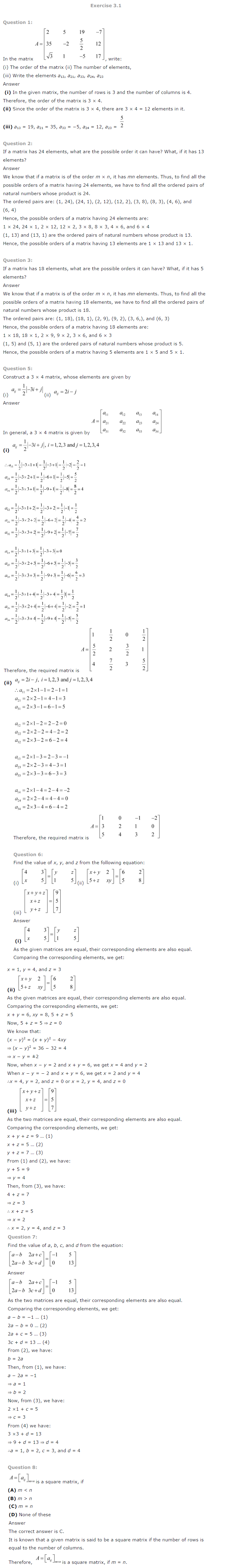 NCERT Solutions for Class 12 Maths Chapter 3 Matrices 2