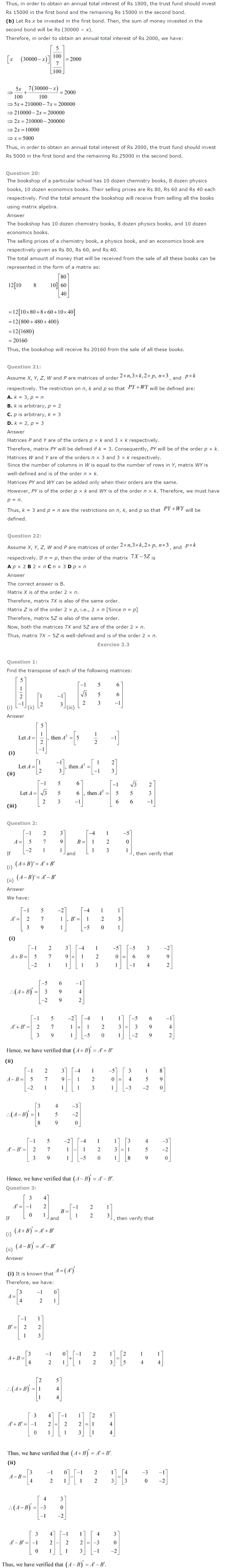 NCERT Solutions for Class 12 Maths Chapter 3 Matrices 6